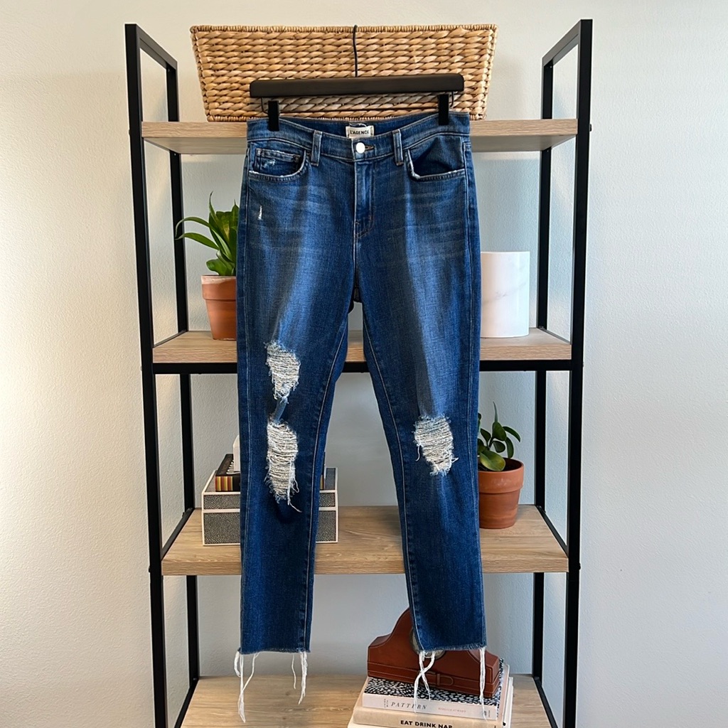 L’agence Mid-Rise Marcelle French Slim Fit Distressed Ankle Jeans, 26